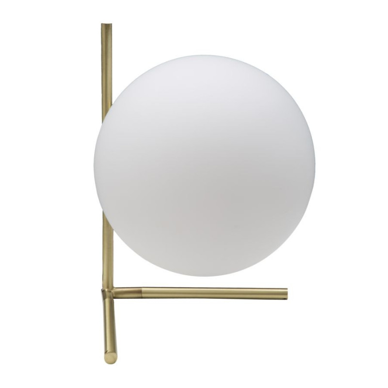 Lampe à poser moderne Boule Hauteur 27 cm en Métal Doré Verre Blanc Glamy 