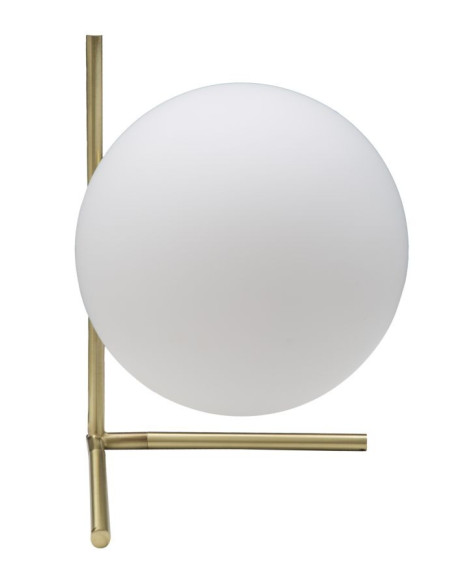 Lampe à poser moderne Boule Hauteur 27 cm en Métal Doré Verre Blanc Glamy 