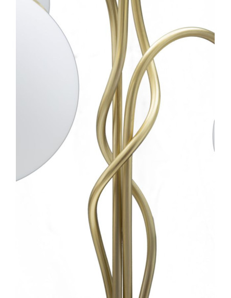 Lampe à poser moderne XXL 4 Boules Hauteur 74 cm en Métal Doré Verre Blanc Glamy 