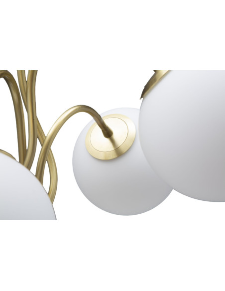 Lampe à poser moderne XXL 4 Boules Hauteur 74 cm en Métal Doré Verre Blanc Glamy 