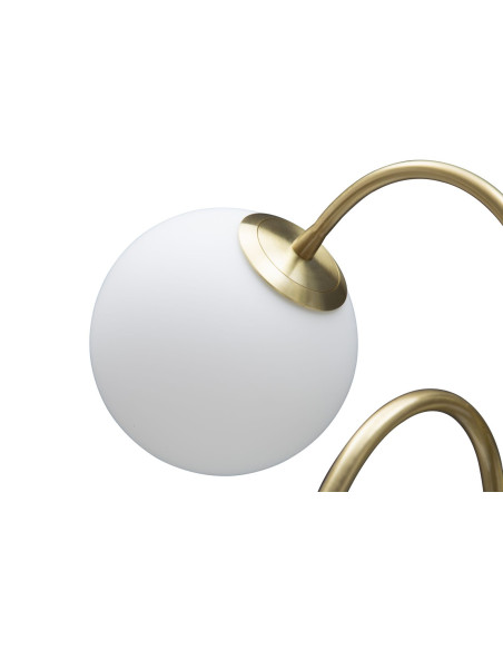 Lampe à poser moderne XXL 4 Boules Hauteur 74 cm en Métal Doré Verre Blanc Glamy 