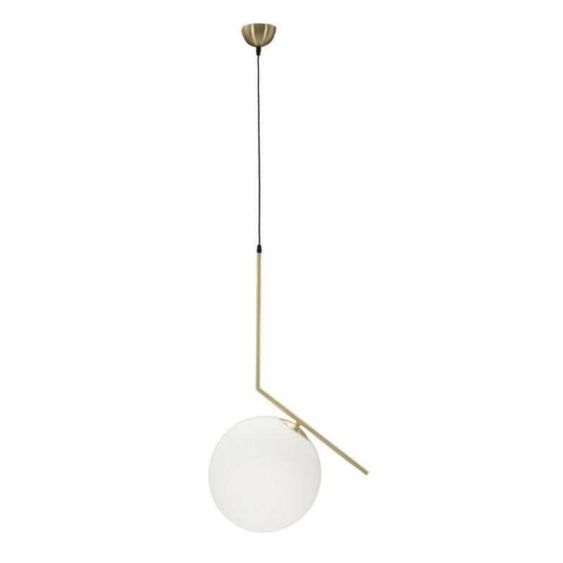 Suspension moderne Boule 50x30 en Métal Doré Verre Blanc Glamy 