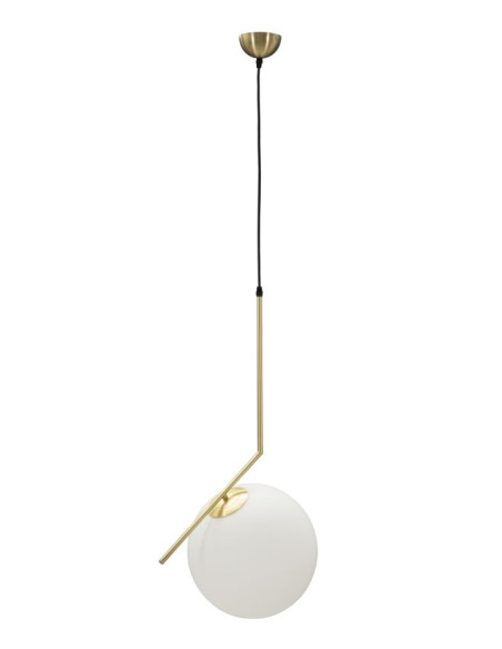 Suspension moderne Boule 50x30 en Métal Doré Verre Blanc Glamy 