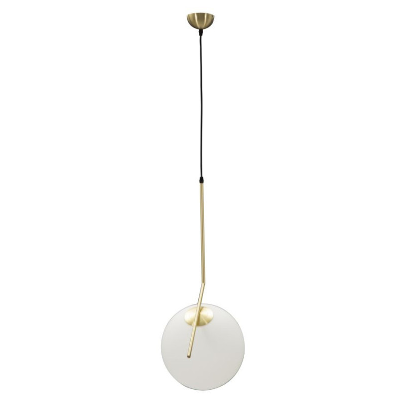 Suspension moderne Boule 50x30 en Métal Doré Verre Blanc Glamy 