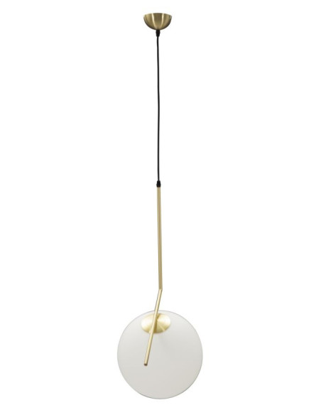 Suspension moderne Boule 50x30 en Métal Doré Verre Blanc Glamy 