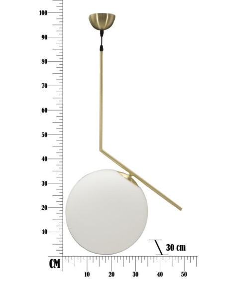 Suspension moderne Boule 50x30 en Métal Doré Verre Blanc Glamy 