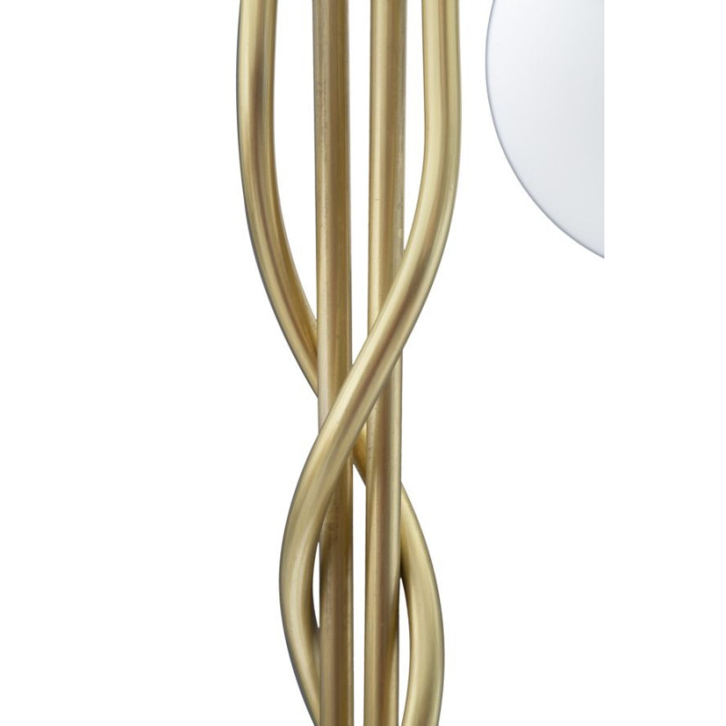 Lampadaire moderne XL 4 Boules Hauteur 176 cm en Métal Doré Verre Blanc Glamy 