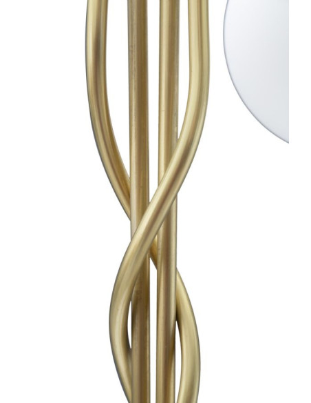 Lampadaire moderne XL 4 Boules Hauteur 176 cm en Métal Doré Verre Blanc Glamy 