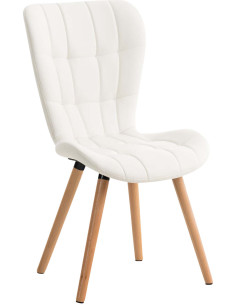 Chaise scandinave capitonnée Dossier haut en Polyuréthane Blanc Bois Naturel Sindy - 1