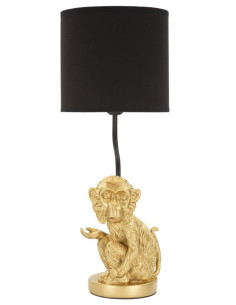 Lampe à poser originale XL Bébé Singe Hauteur 51 cm en Résine Métal Doré Tissu Noir Seduta 