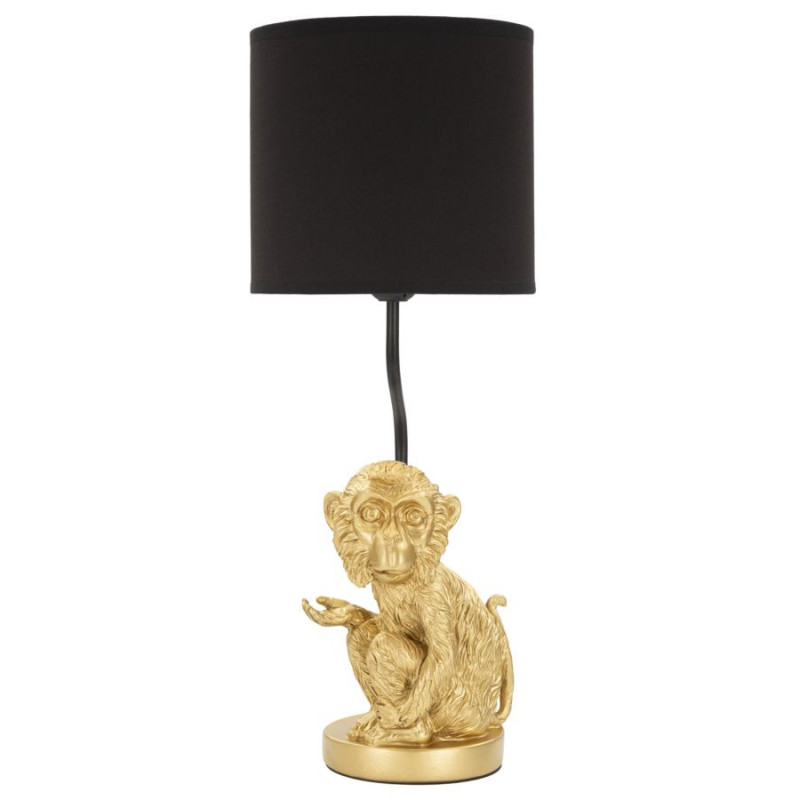 Lampe à poser originale XL Bébé Singe Hauteur 51 cm en Résine Métal Doré Tissu Noir Seduta 