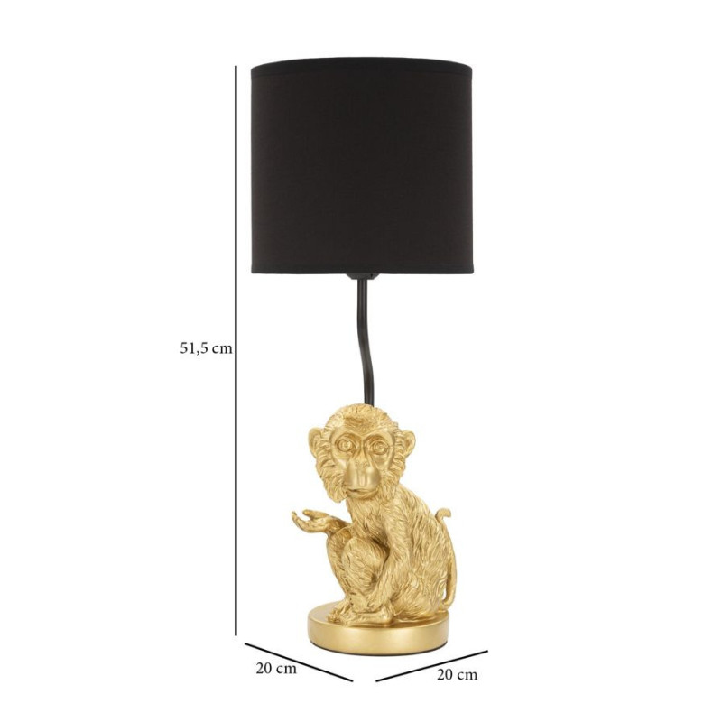 Lampe à poser originale XL Bébé Singe Hauteur 51 cm en Résine Métal Doré Tissu Noir Seduta 