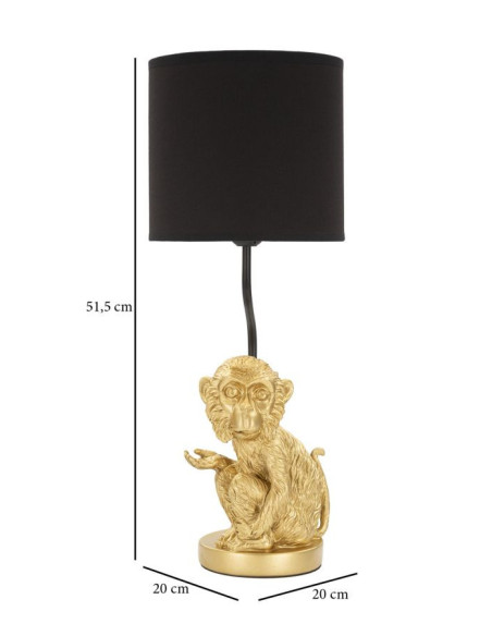 Lampe à poser originale XL Bébé Singe Hauteur 51 cm en Résine Métal Doré Tissu Noir Seduta 