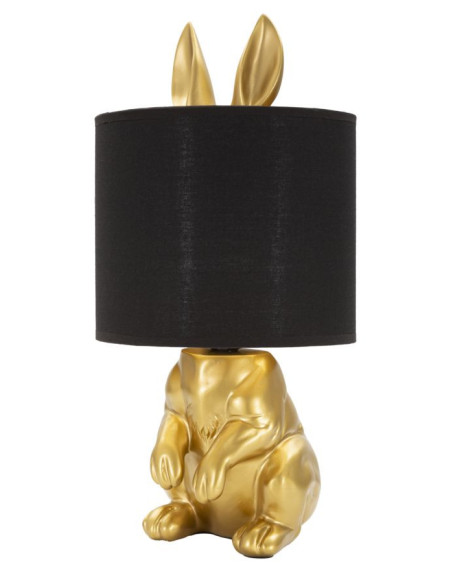 Lampe à poser orignale Lapin caché Hauteur 43 cm en Résine Doré Tissu Noir Coniglio 