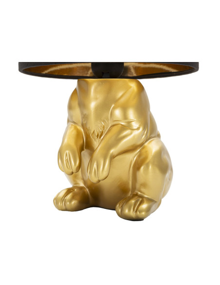 Lampe à poser orignale Lapin caché Hauteur 43 cm en Résine Doré Tissu Noir Coniglio 