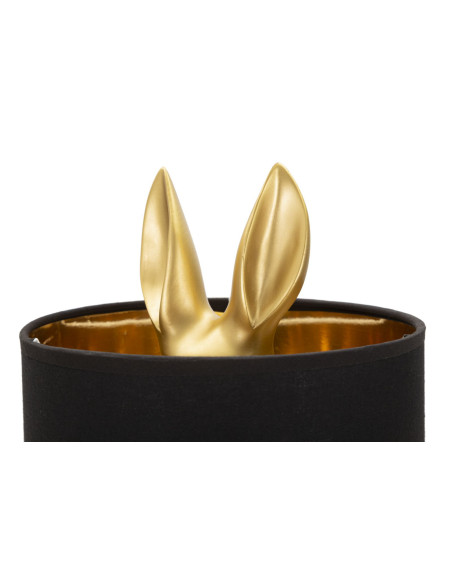 Lampe à poser orignale Lapin caché Hauteur 43 cm en Résine Doré Tissu Noir Coniglio 