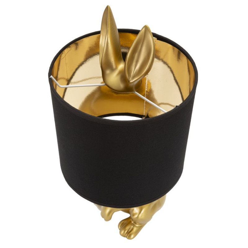 Lampe à poser orignale Lapin caché Hauteur 43 cm en Résine Doré Tissu Noir Coniglio 