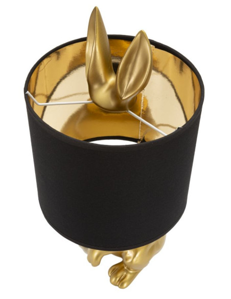 Lampe à poser orignale Lapin caché Hauteur 43 cm en Résine Doré Tissu Noir Coniglio 