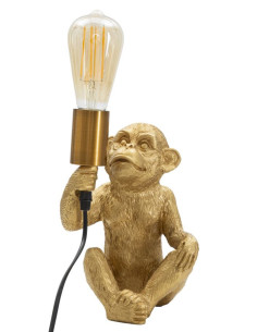 Lampe à poser originale Singe assis Hauteur 25 cm en Résine Métal Doré Monkey 