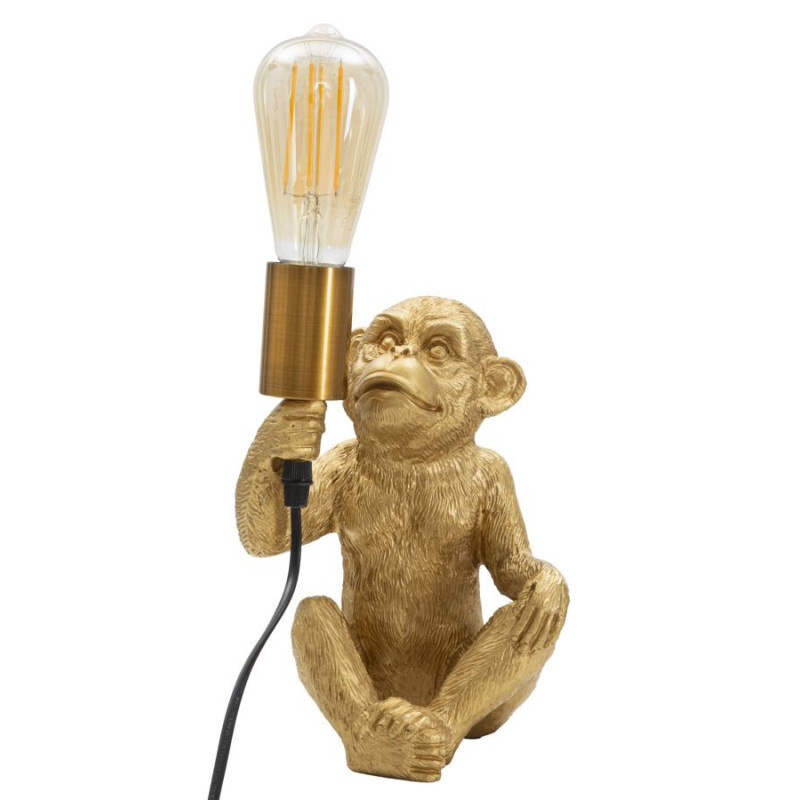 Lampe à poser originale Singe assis Hauteur 25 cm en Résine Métal Doré Monkey 