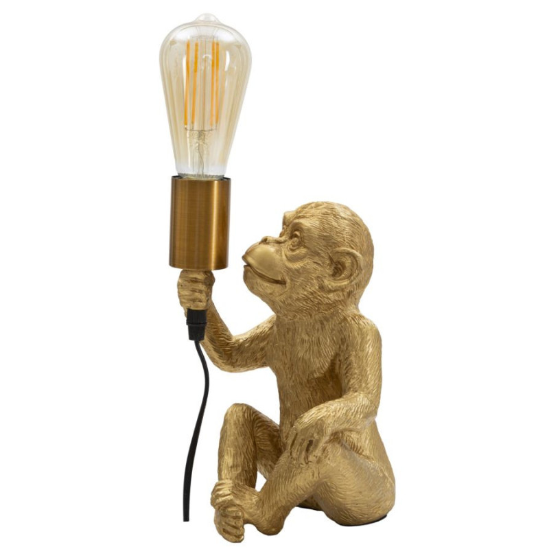 Lampe à poser originale Singe assis Hauteur 25 cm en Résine Métal Doré Monkey 