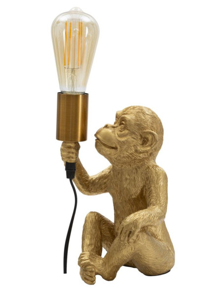 Lampe à poser originale Singe assis Hauteur 25 cm en Résine Métal Doré Monkey 