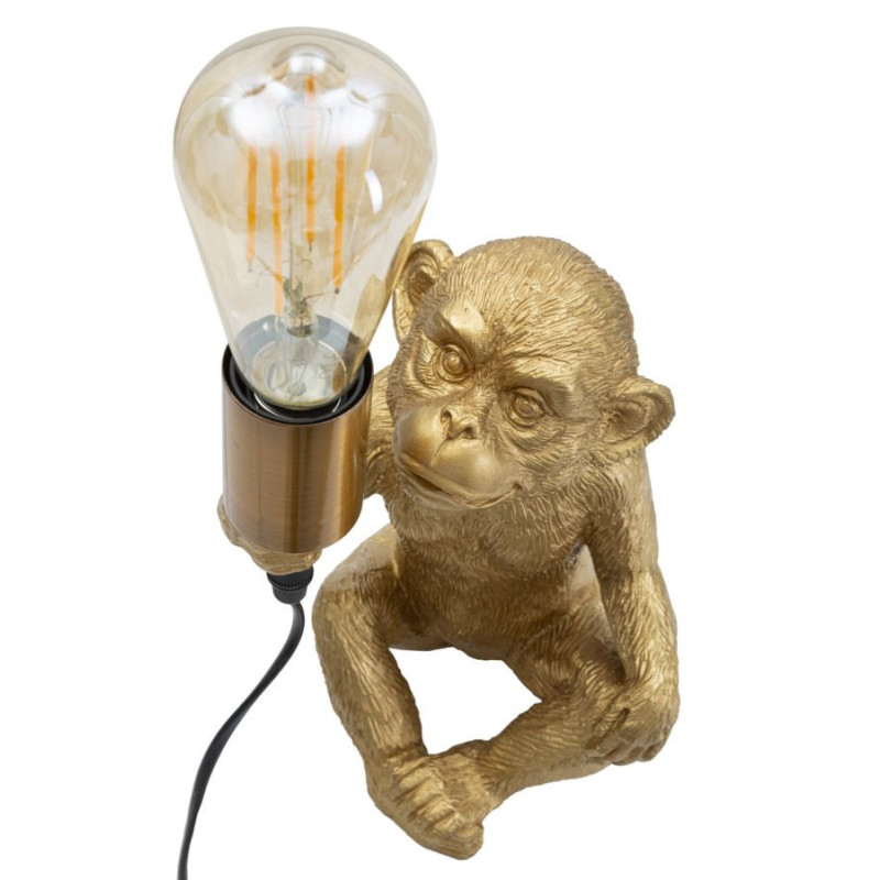 Lampe à poser originale Singe assis Hauteur 25 cm en Résine Métal Doré Monkey 