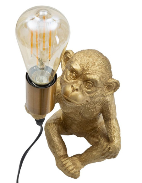 Lampe à poser originale Singe assis Hauteur 25 cm en Résine Métal Doré Monkey 