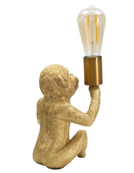 Lampe à poser originale Singe assis Hauteur 25 cm en Résine Métal Doré Monkey 