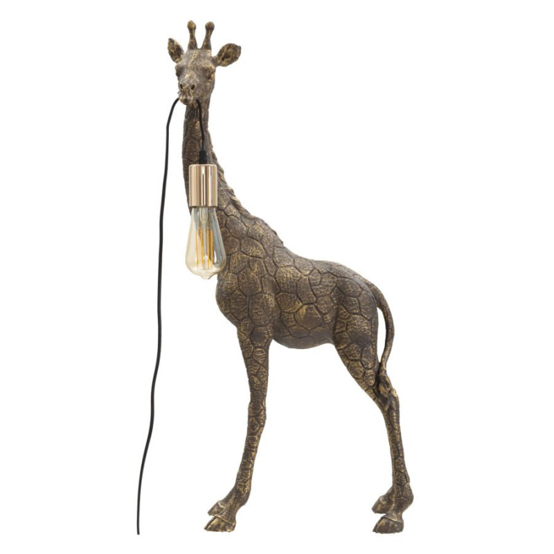 Lampe à poser originale XXL Girafe Hauteur 80 cm en Résine Marron Métal Doré Giraffa 