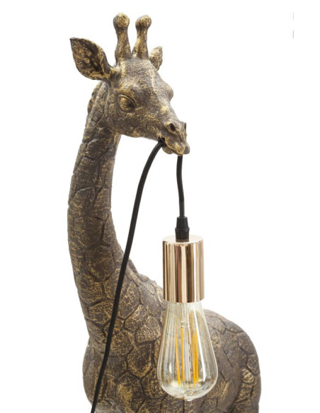 Lampe à poser originale XXL Girafe Hauteur 80 cm en Résine Marron Métal Doré Giraffa 