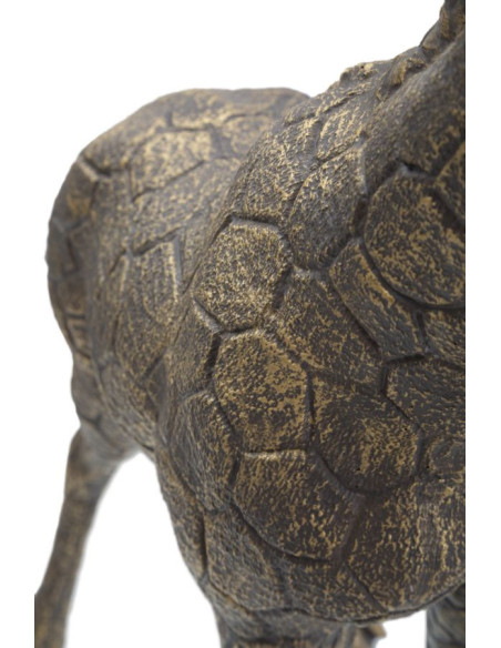Lampe à poser originale XXL Girafe Hauteur 80 cm en Résine Marron Métal Doré Giraffa 