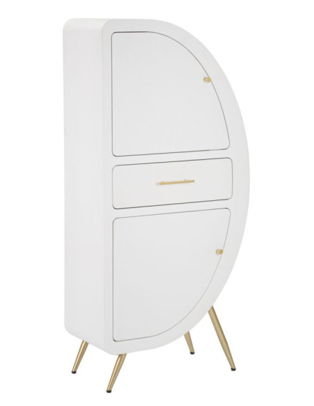 Buffet moderne Haut 2 portes 1 tiroir en Bois Blanc Métal Doré Venus 