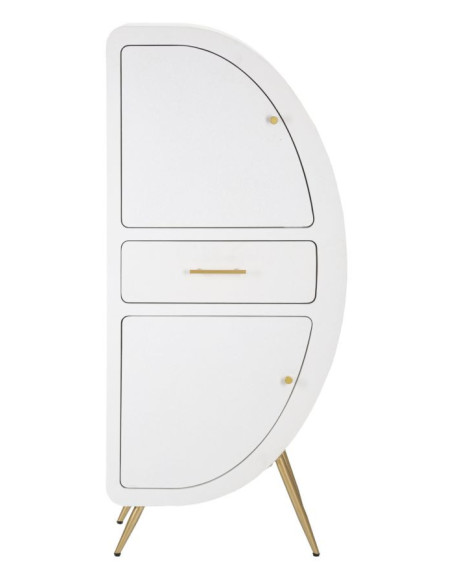 Buffet moderne Haut 2 portes 1 tiroir en Bois Blanc Métal Doré Venus 