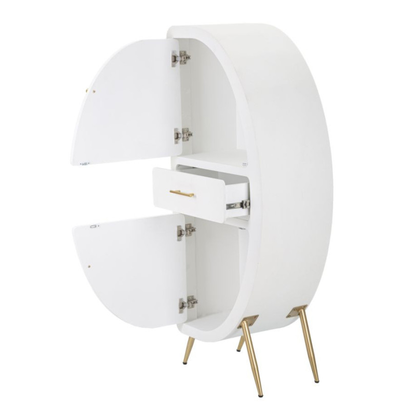 Buffet moderne Haut 2 portes 1 tiroir en Bois Blanc Métal Doré Venus 