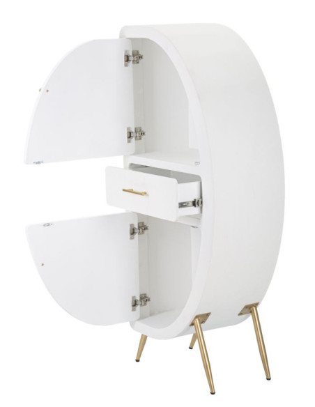 Buffet moderne Haut 2 portes 1 tiroir en Bois Blanc Métal Doré Venus 