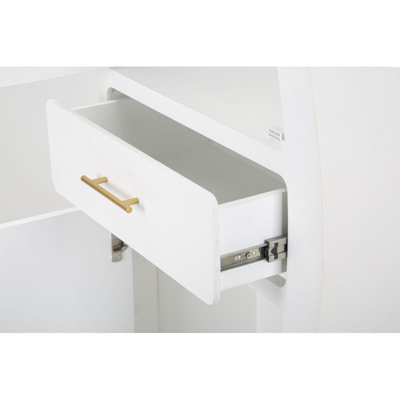 Buffet moderne Haut 2 portes 1 tiroir en Bois Blanc Métal Doré Venus 