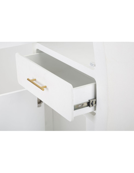 Buffet moderne Haut 2 portes 1 tiroir en Bois Blanc Métal Doré Venus 