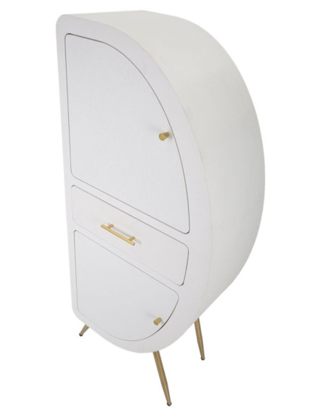 Buffet moderne Haut 2 portes 1 tiroir en Bois Blanc Métal Doré Venus 