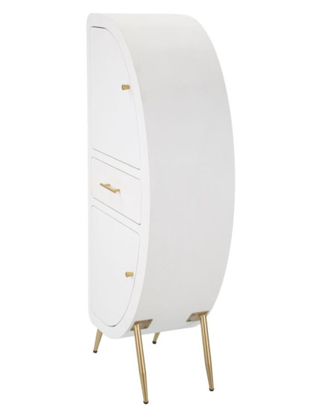 Buffet moderne Haut 2 portes 1 tiroir en Bois Blanc Métal Doré Venus 