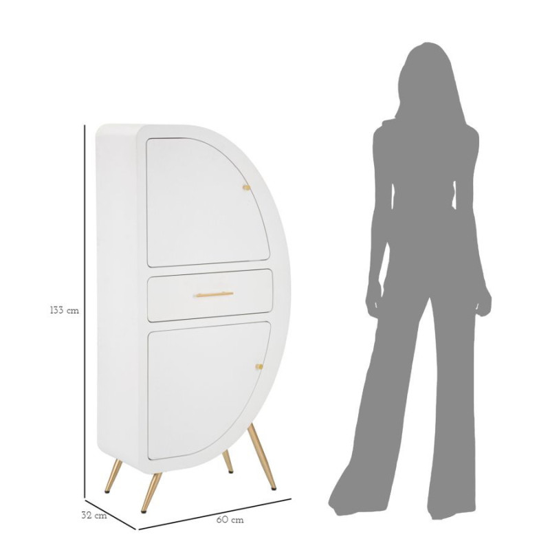 Buffet moderne Haut 2 portes 1 tiroir en Bois Blanc Métal Doré Venus 