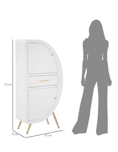 Buffet moderne Haut 2 portes 1 tiroir en Bois Blanc Métal Doré Venus 