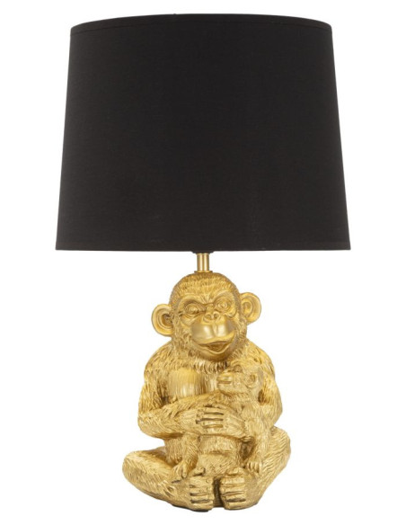 Lampe à poser originale Maman Singe Hauteur 49 cm en Résine Métal Doré Tissu Noir Monkey Mum 
