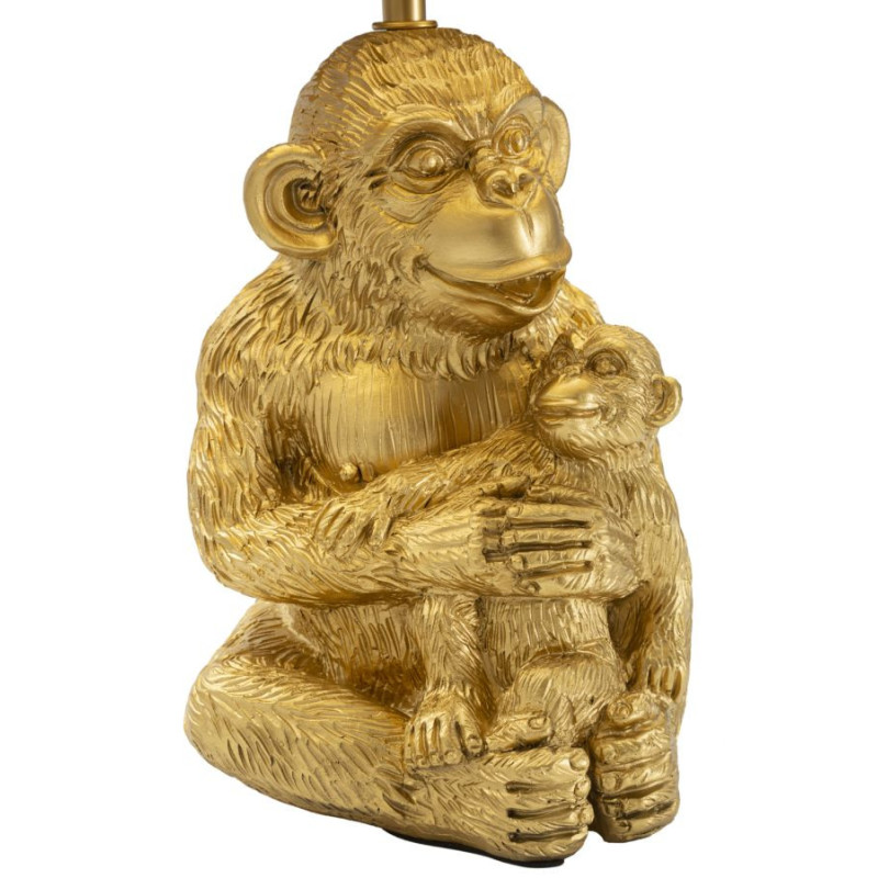 Lampe à poser originale Maman Singe Hauteur 49 cm en Résine Métal Doré Tissu Noir Monkey Mum 