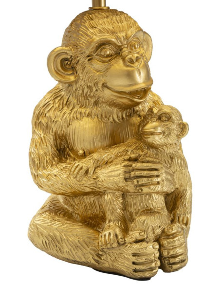 Lampe à poser originale Maman Singe Hauteur 49 cm en Résine Métal Doré Tissu Noir Monkey Mum 