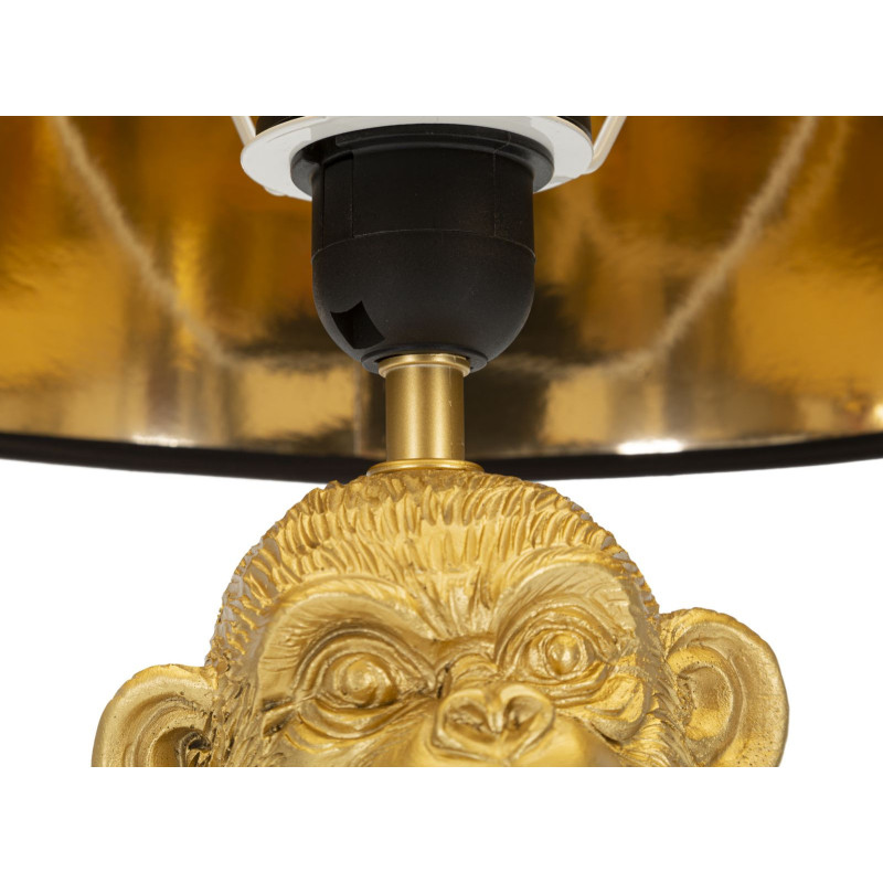 Lampe à poser originale Maman Singe Hauteur 49 cm en Résine Métal Doré Tissu Noir Monkey Mum 