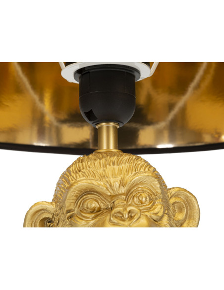 Lampe à poser originale Maman Singe Hauteur 49 cm en Résine Métal Doré Tissu Noir Monkey Mum 