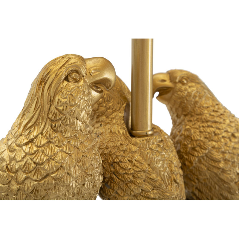 Lampadaire original XL 3 Perroquets Hauteur 164 cm en Résine Métal Doré Tissu Noir Pappagallo 