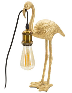 Lampe à poser originale Flamant rose Hauteur 39 cm en Résine Métal Doré Flamingo 