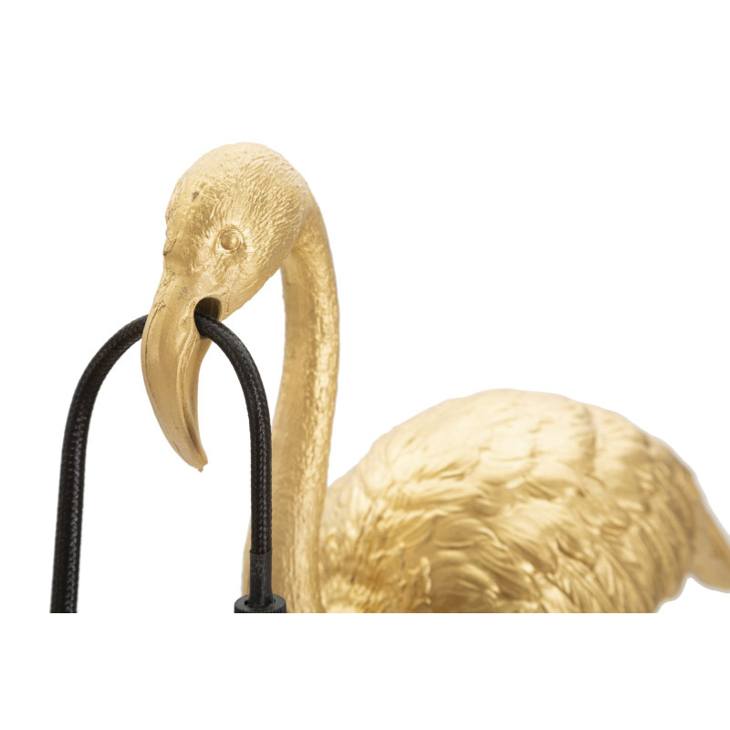 Lampe à poser originale Flamant rose Hauteur 39 cm en Résine Métal Doré Flamingo 